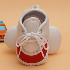 6 To 12 Months Pack Of 1 Baby Boys & Baby Girls Cotton Booties (White,Red)-BT4783