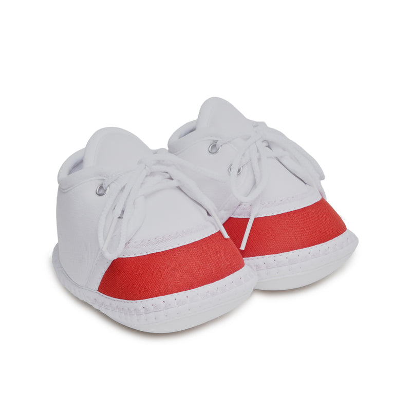 6 To 12 Months Pack Of 1 Baby Boys & Baby Girls Cotton Booties (White,Red)-BT4783