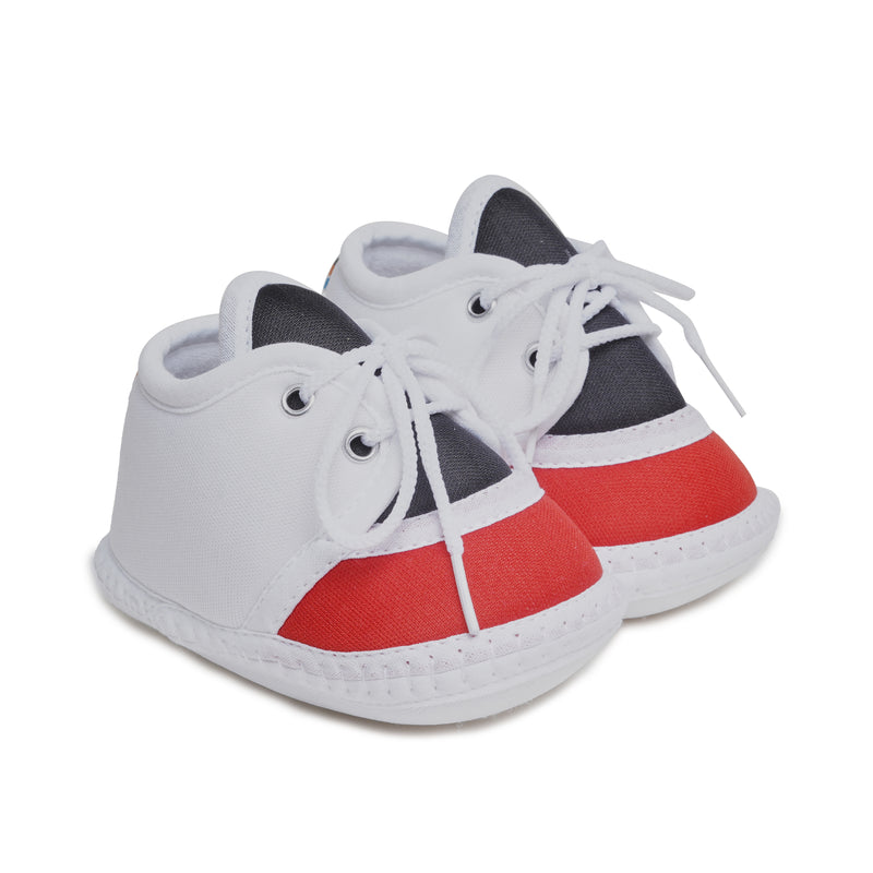 6 To 12 Months Pack Of 1 Baby Boys & Baby Girls Cotton Booties (White,Black,Red)-BT4784