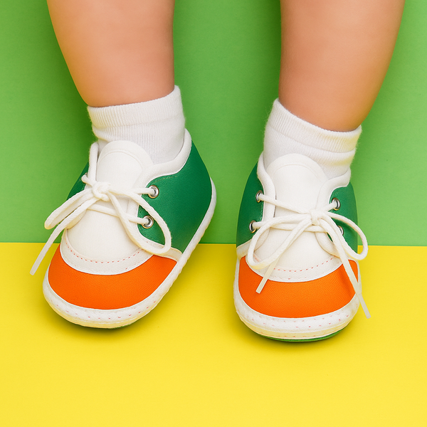 6 To 12 Months Pack Of 1 Baby Boys & Girls Cotton Booties (White,Green,Orange)-BT4785