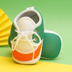 6 To 12 Months Pack Of 1 Baby Boys & Girls Cotton Booties (White,Green,Orange)-BT4785