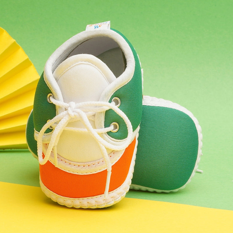 6 To 12 Months Pack Of 1 Baby Boys & Girls Cotton Booties (White,Green,Orange)-BT4785