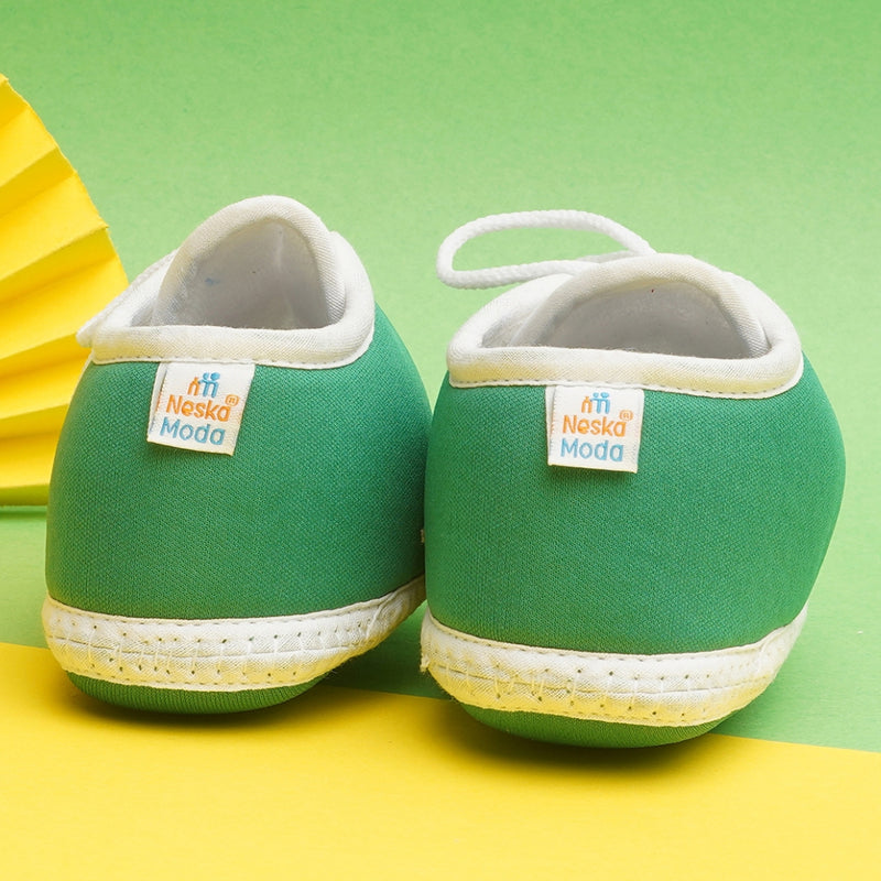 6 To 12 Months Pack Of 1 Baby Boys & Girls Cotton Booties (White,Green,Orange)-BT4785