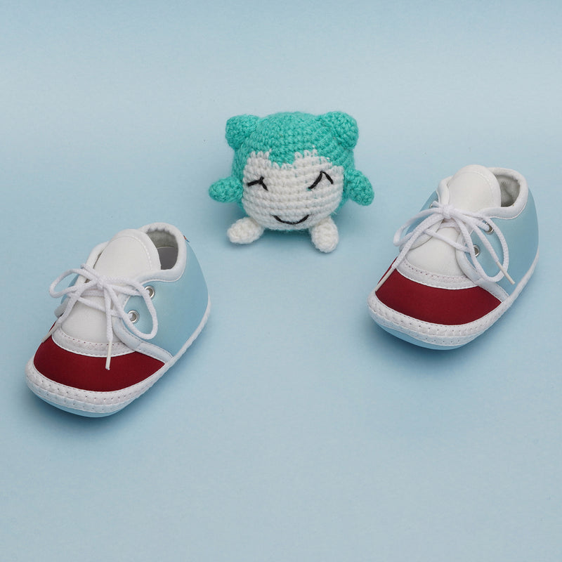 6 To 12 Months Pack Of 1 Baby Boys & Girls Cotton Booties (White,Blue,Maroon)-BT4786