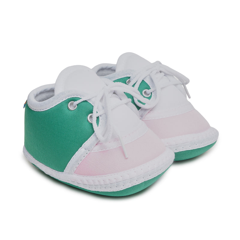 6 To 12 Months Pack Of 1 Baby Boys & Baby Girls Cotton Booties (White,Green,Pink)-BT4788