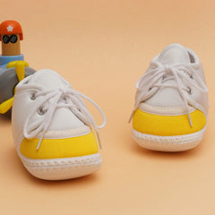 6 To 12 Months Pack Of 1 Baby Boys & Baby Girls Cotton Booties (White,Yellow)-BT4789