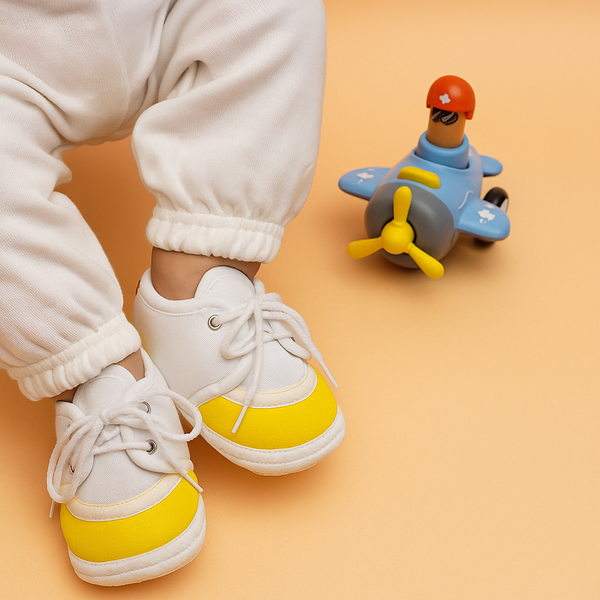 6 To 12 Months Pack Of 1 Baby Boys & Baby Girls Cotton Booties (White,Yellow)-BT4789