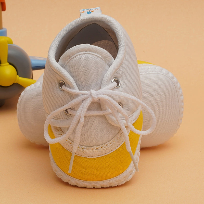 6 To 12 Months Pack Of 1 Baby Boys & Baby Girls Cotton Booties (White,Yellow)-BT4789