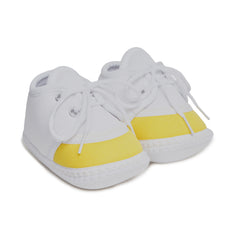 6 To 12 Months Pack Of 1 Baby Boys & Baby Girls Cotton Booties (White,Yellow)-BT4789