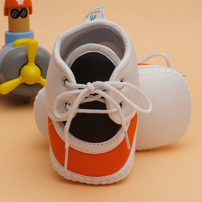 6 To 12 Months Pack Of 1 Baby Boys & Girls Cotton Booties (White,Black,Orange)-BT4790