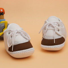 6 To 12 Months Pack Of 1 Baby Boys & Baby Girls Cotton Booties (White,Brown)-BT4791