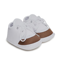 6 To 12 Months Pack Of 1 Baby Boys & Baby Girls Cotton Booties (White,Brown)-BT4791