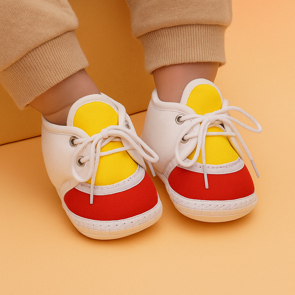 6 To 12 Months Pack Of 1 Baby Boys & Baby Girls Cotton Booties (White,Yellow,Red)-BT4792