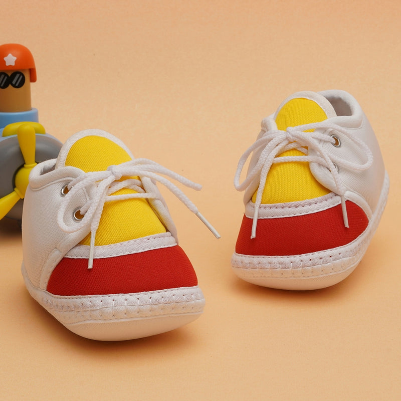 6 To 12 Months Pack Of 1 Baby Boys & Baby Girls Cotton Booties (White,Yellow,Red)-BT4792
