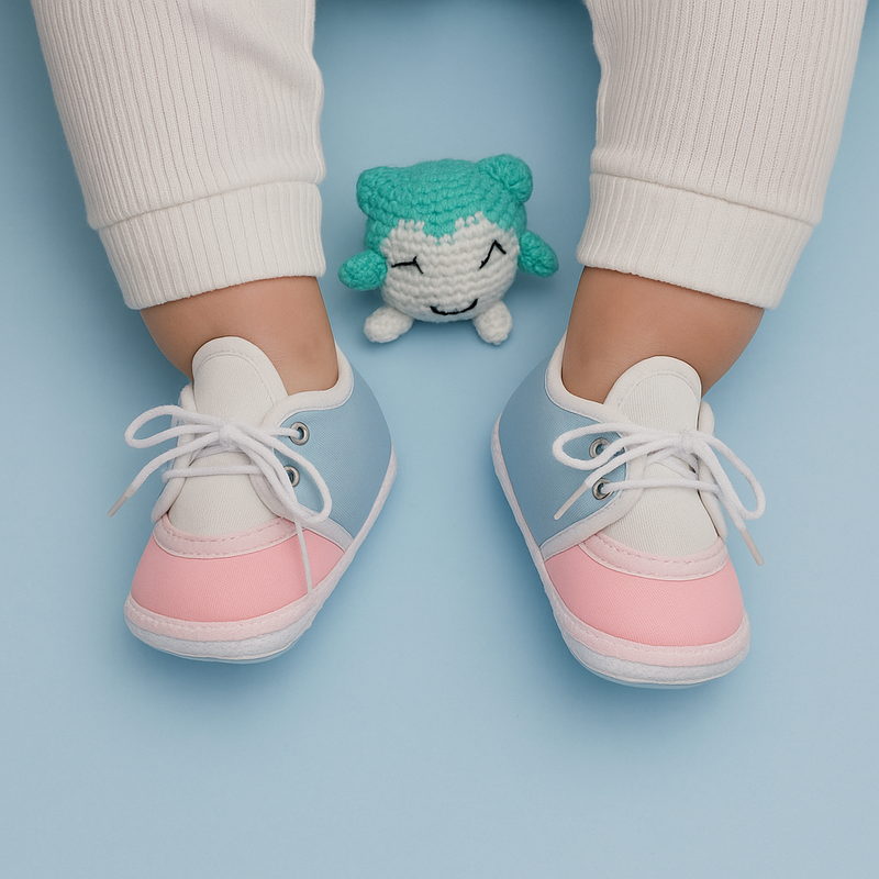 6 To 12 Months Pack Of 1 Baby Boys & Baby Girls Cotton Booties (White,Blue,Pink)-BT4793
