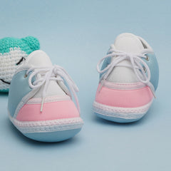 6 To 12 Months Pack Of 1 Baby Boys & Baby Girls Cotton Booties (White,Blue,Pink)-BT4793