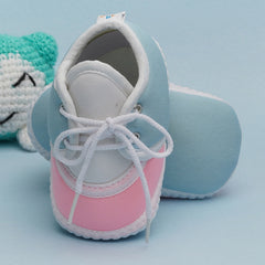 6 To 12 Months Pack Of 1 Baby Boys & Baby Girls Cotton Booties (White,Blue,Pink)-BT4793