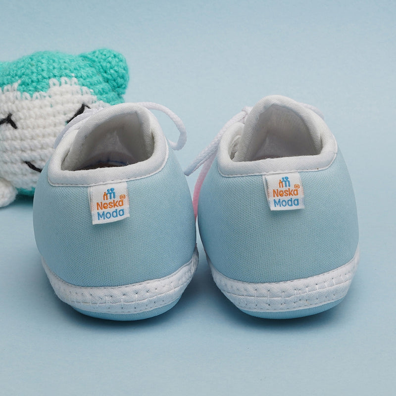 6 To 12 Months Pack Of 1 Baby Boys & Baby Girls Cotton Booties (White,Blue,Pink)-BT4793