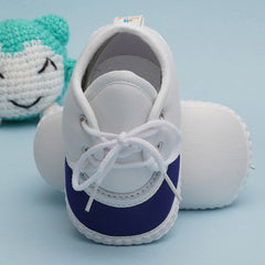 6 To 12 Months Pack Of 1 Baby Boys & Baby Girls Cotton Booties (White,Blue)-BT4794