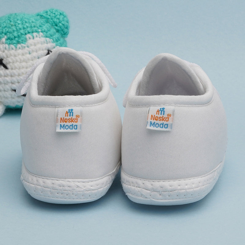 6 To 12 Months Pack Of 1 Baby Boys & Baby Girls Cotton Booties (White,Blue)-BT4794