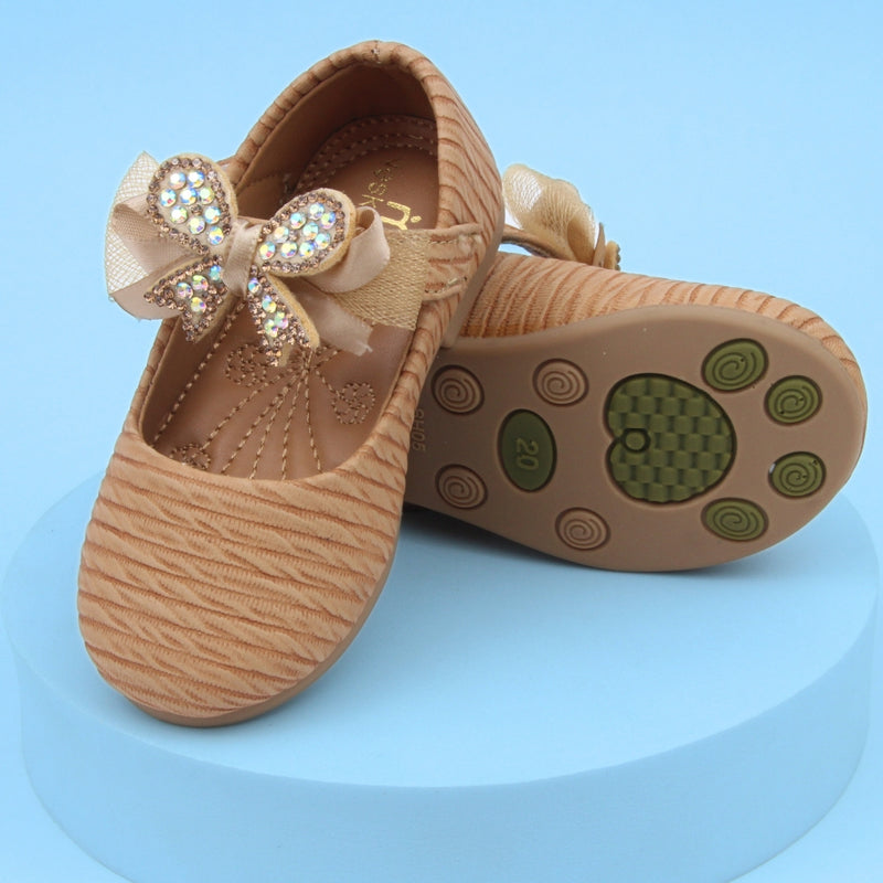 Synthetic Leather Ballerinas/Belly Sandal/Booties for Girls (Brown)-BT4795