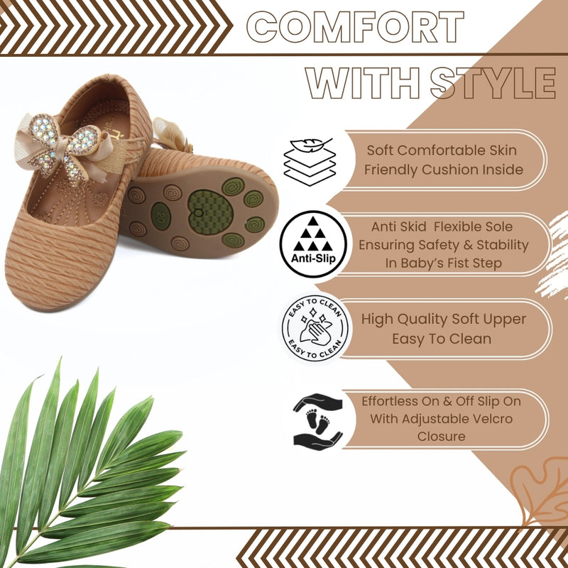 Synthetic Leather Ballerinas/Belly Sandal/Booties for Girls (Brown)-BT4795