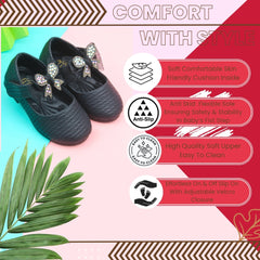 Synthetic Leather Ballerinas/Belly Sandal/Booties for Girls (Black)-BT4801