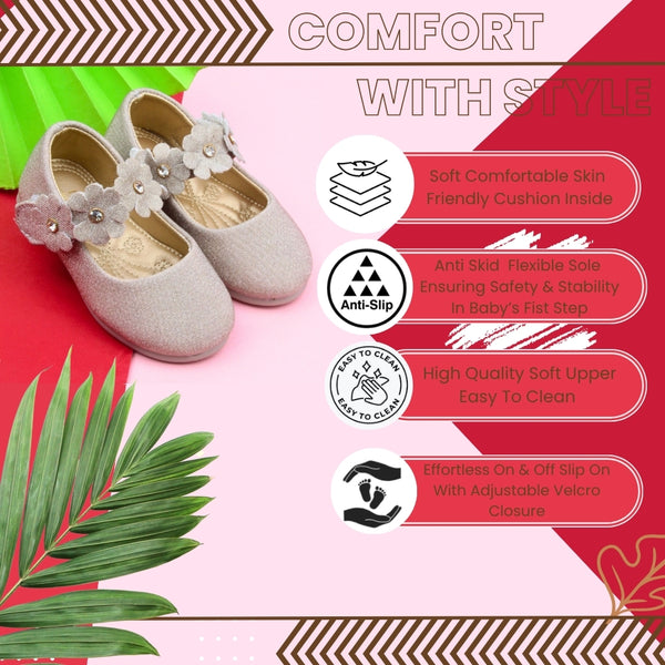 Synthetic Leather Ballerinas/Belly Sandal/Booties for Girls (Beige)-BT4804
