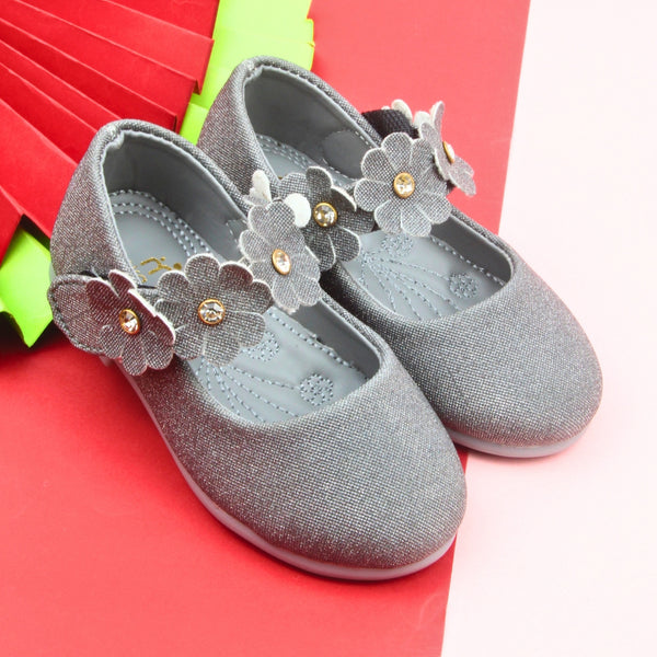 Synthetic Leather Ballerinas/Belly Sandal/Booties for Girls (Grey)-BT4807