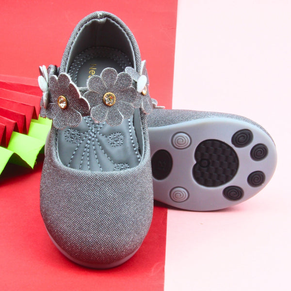 Synthetic Leather Ballerinas/Belly Sandal/Booties for Girls (Grey)-BT4807