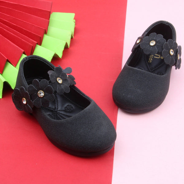 Synthetic Leather Ballerinas/Belly Sandal/Booties for Girls (Black)-BT4813
