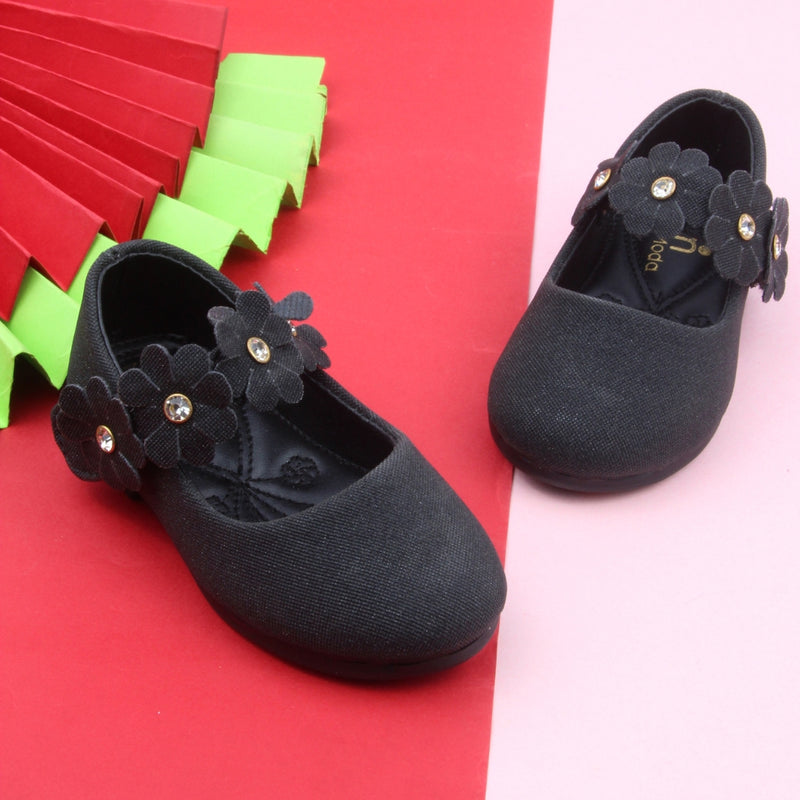 Synthetic Leather Ballerinas/Belly Sandal/Booties for Girls (Black)-BT4813