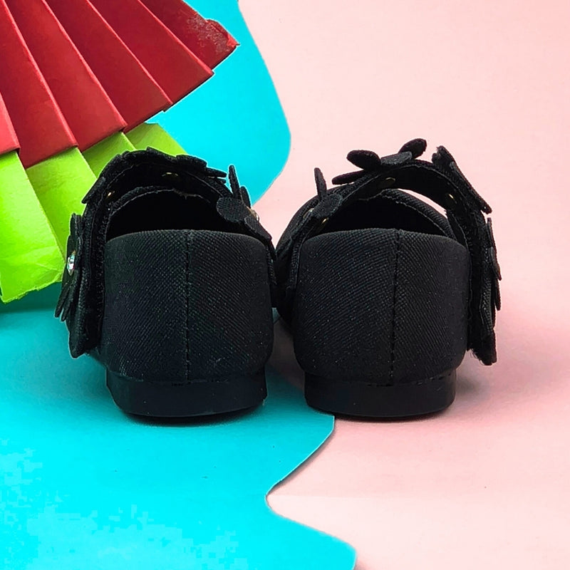Synthetic Leather Ballerinas/Belly Sandal/Booties for Girls (Black)-BT4813