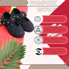 Synthetic Leather Ballerinas/Belly Sandal/Booties for Girls (Black)-BT4813