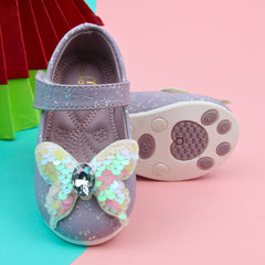 Synthetic Leather Ballerinas/Belly Booties for Girls (Purple)-BT4819
