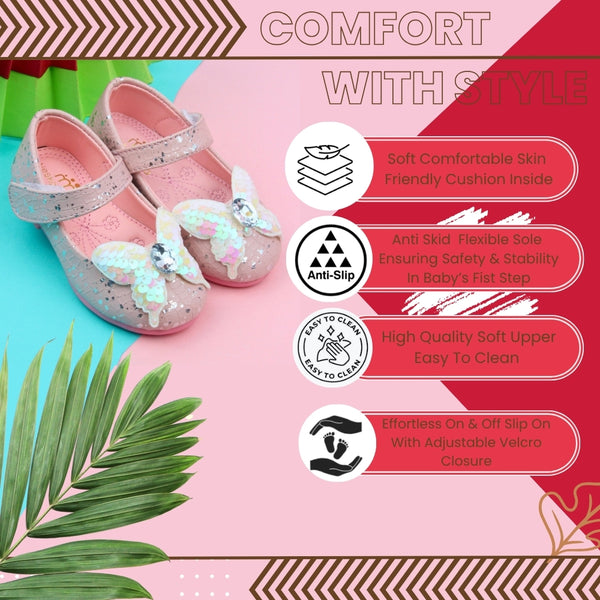Synthetic Leather Ballerinas/Belly Sandal/Booties for Girls (Pink)-BT4822
