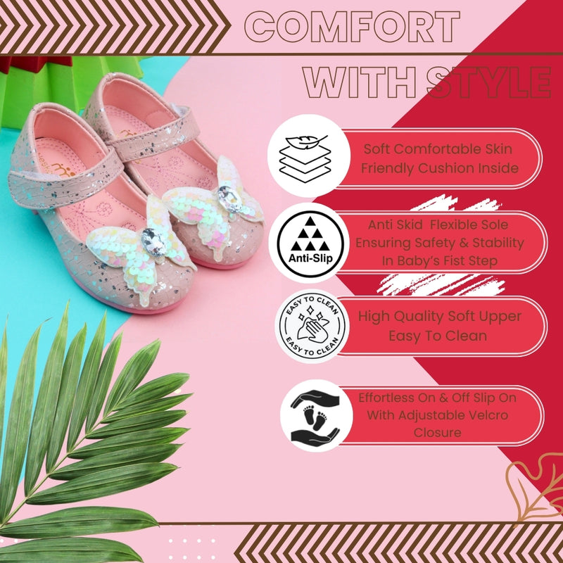 Synthetic Leather Ballerinas/Belly Sandal/Booties for Girls (Pink)-BT4822