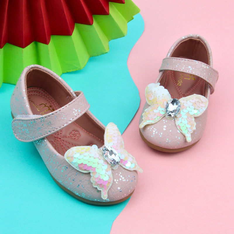 Synthetic Leather Ballerinas/Belly Sandal/Booties for Girls (Peach)-BT4825