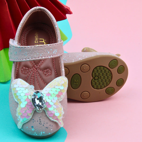 Synthetic Leather Ballerinas/Belly Sandal/Booties for Girls (Peach)-BT4825