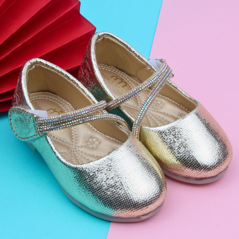Synthetic Leather Ballerinas/Belly Sandal/Booties for Girls (Gold)-BT4828