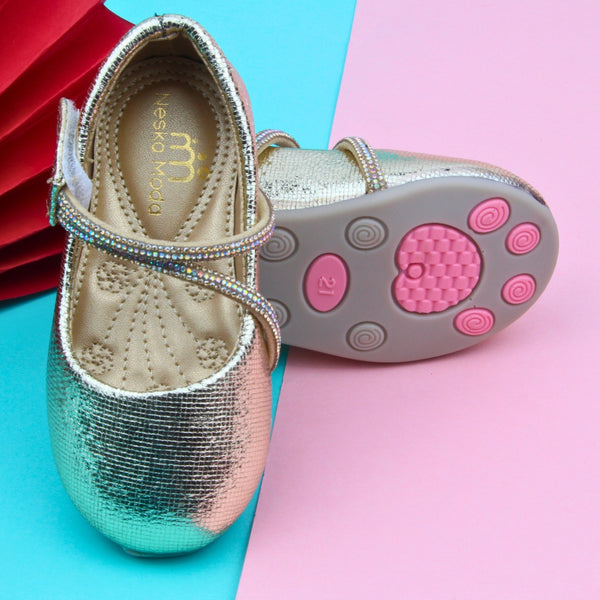 Synthetic Leather Ballerinas/Belly Sandal/Booties for Girls (Gold)-BT4828