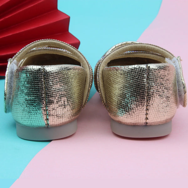 Synthetic Leather Ballerinas/Belly Sandal/Booties for Girls (Gold)-BT4828