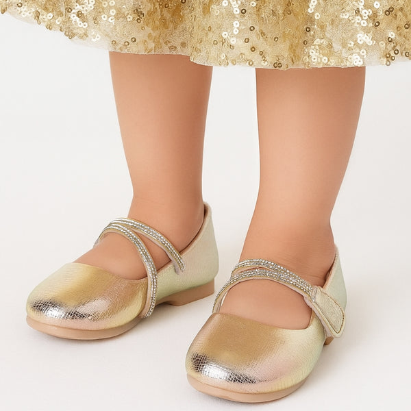 Synthetic Leather Ballerinas/Belly Sandal/Booties for Girls (Gold)-BT4828
