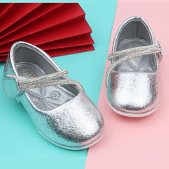 Synthetic Leather Ballerinas/Belly Booties for Girls (Sliver)-BT4831