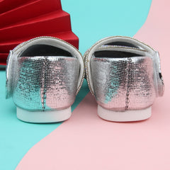 Synthetic Leather Ballerinas/Belly Booties for Girls (Sliver)-BT4831