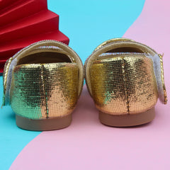 Synthetic Leather Ballerinas/Belly Booties for Girls (Golden)-BT4834
