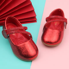 Synthetic Leather Ballerinas/Belly Sandal/Booties for Girls (Red)-BT4837