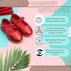 Synthetic Leather Ballerinas/Belly Sandal/Booties for Girls (Red)-BT4837