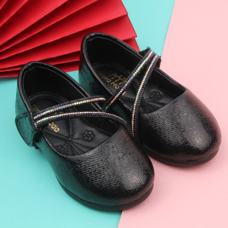Synthetic Leather Ballerinas/Belly Sandal/Booties for Girls (Black)-BT4840