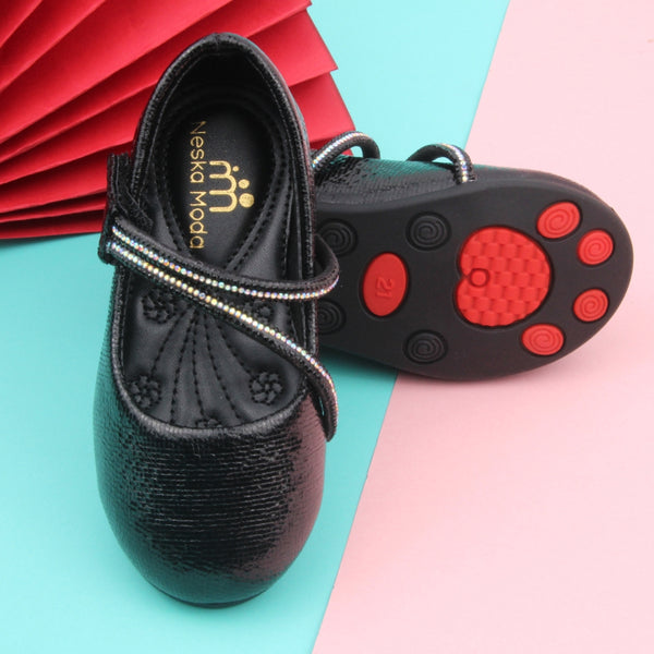 Synthetic Leather Ballerinas/Belly Sandal/Booties for Girls (Black)-BT4840